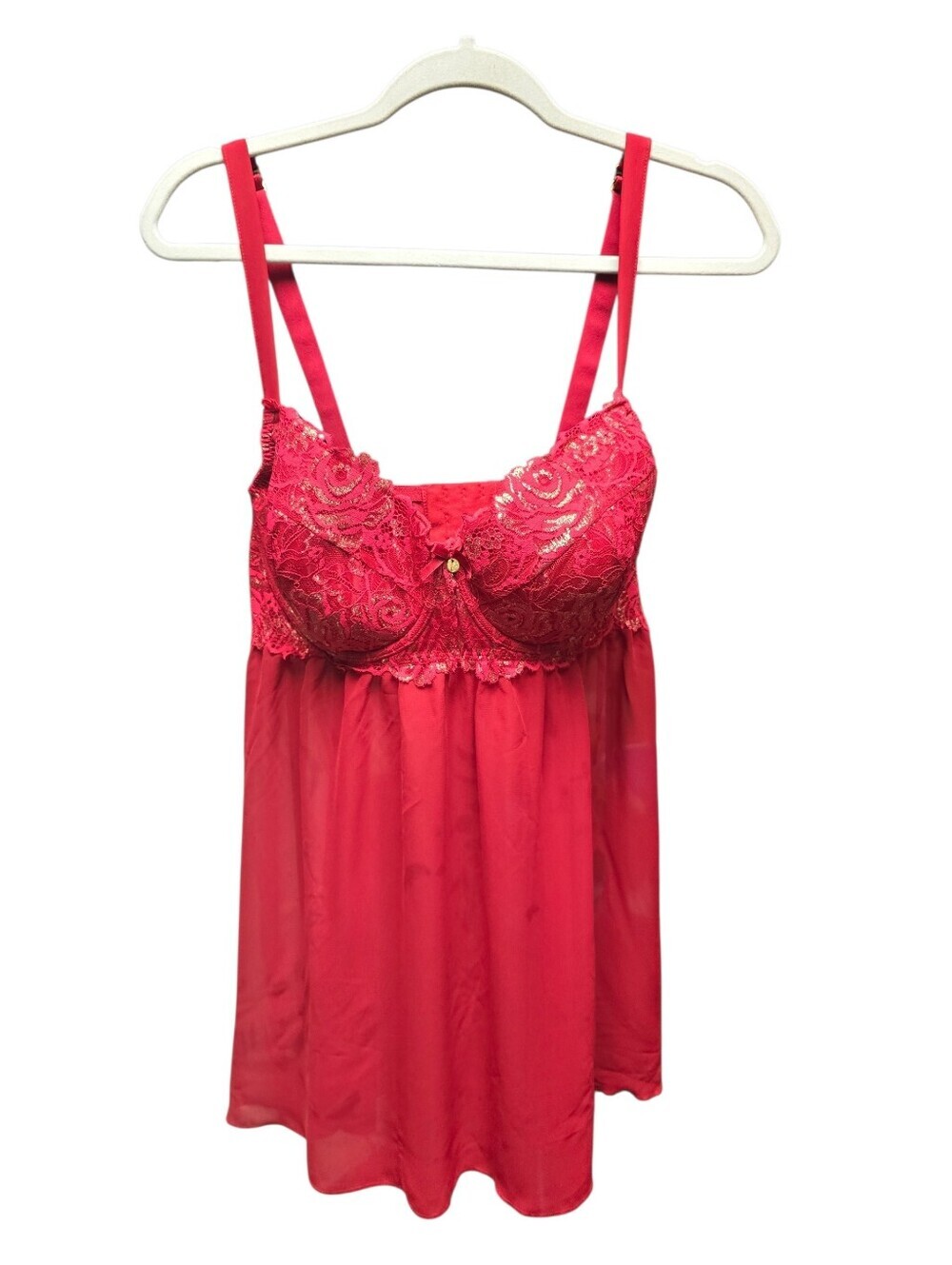 Cacique Plus Size Teddy Underwire Red Lace Nightie Babydoll Lingerie 40DD